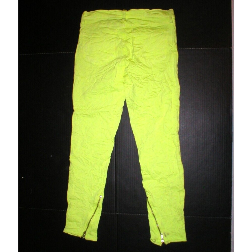 New $423 Womens J Brand Designer Christopher Kane Crinkle Neon Yellow 28 Jeans
